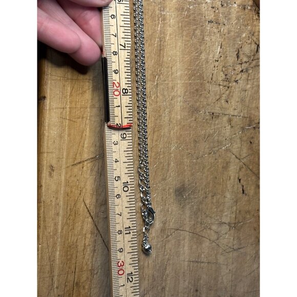 Silver-Tone Chain Necklace With Textured Circle Pendant & Heart Accent - Picture 5 of 9